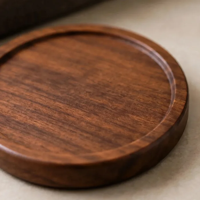 Set of 6 Round Drink Coasters with Holder | Modern Coffee Table Coasters | Housewarming Gift | Minimalist Home Decor Coaster Set photo 3