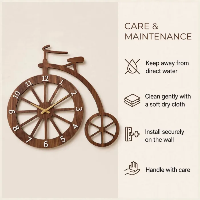 Large Bicycle Wall Clock with Light, Vintage Bike Wall Clock, Large Wall Clock for Living Room, Modern Decorative Wall Clock with Light photo 3