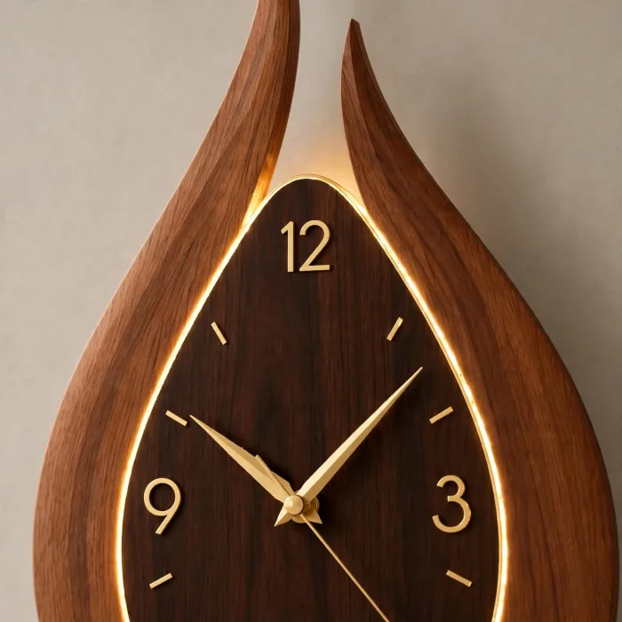 Modern Teardrop Wall Clock With Light, Pendulum Wall Clock, Decorative Large Wall Clock, Minimalist Wall Clock, Living Room Wall Clock, Luxury Statement Clock photo 3
