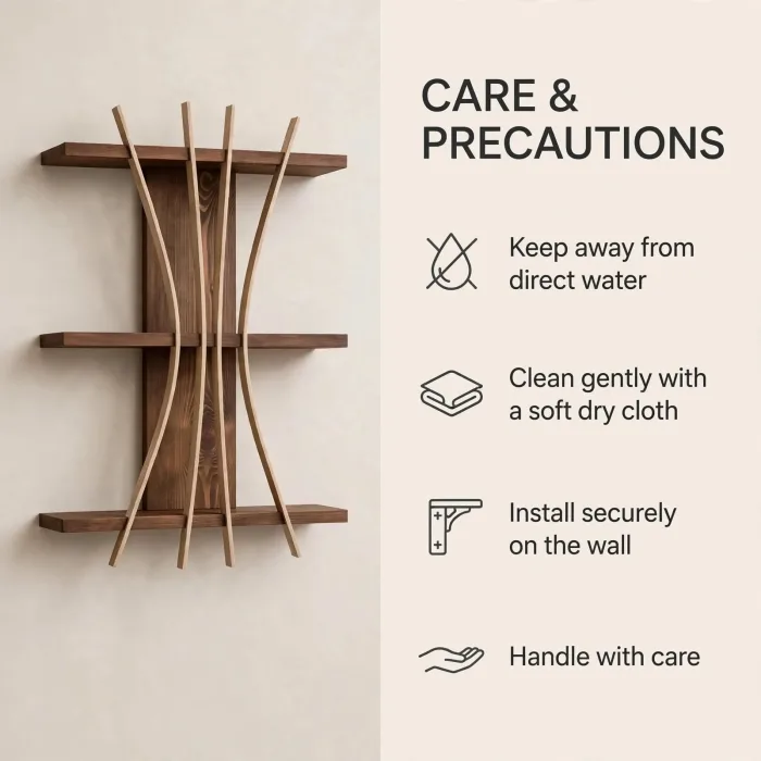 Sculptural Floating Wall Shelf | Japandi 3 Tier Wall Shelf | Modern Artistic Wall Shelf Decor | Wabi Sabi Display Shelf photo 3