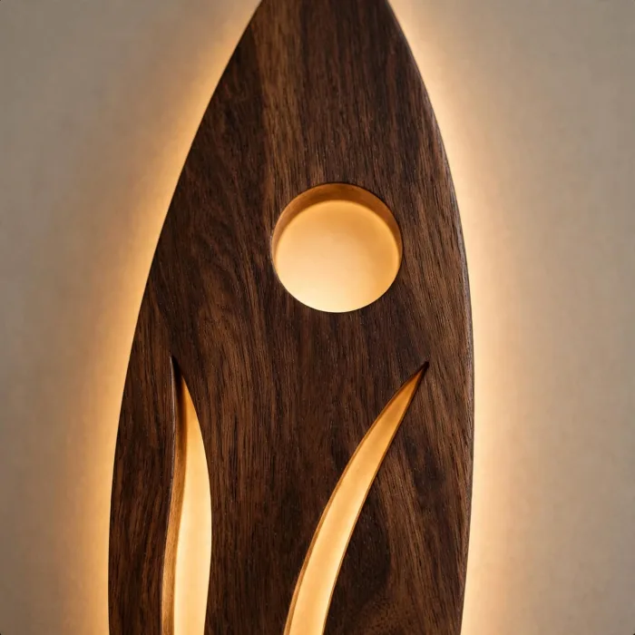 Modern Sculptural Wall Art with Warm Ambient Light Decor photo 3