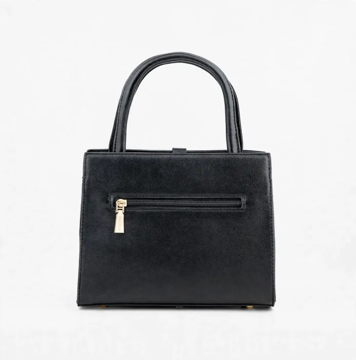 Stylish Black Structured Top Handle Handbag For Women photo 3