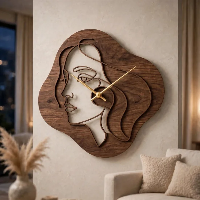 Abstract Face Wall Clock Modern Aesthetic Home Decor photo 5