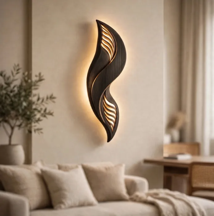 Modern Wall Art Light Sculptural Decorative Sconce Decor photo 3