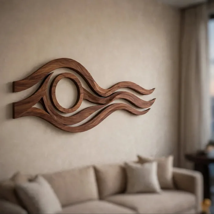 Abstract Eye Wall Art With Light | 3D Wave Wall Sculpture | Modern Illuminated Wall Decor For Living Room photo 4