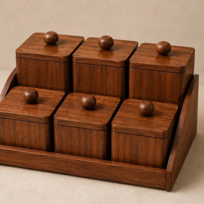 Bathroom Counter Organizer with 6 Lidded Boxes | Dressing Room Organizer | Vanity Storage Box Set | Makeup Organizer for Bedroom photo 3