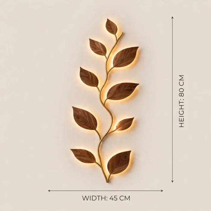 Leaf Wall Light Decor | Illuminated Branch Wall Art | Modern Botanical Wall Sconce | Nature Inspired Light Wall Sculpture photo 4