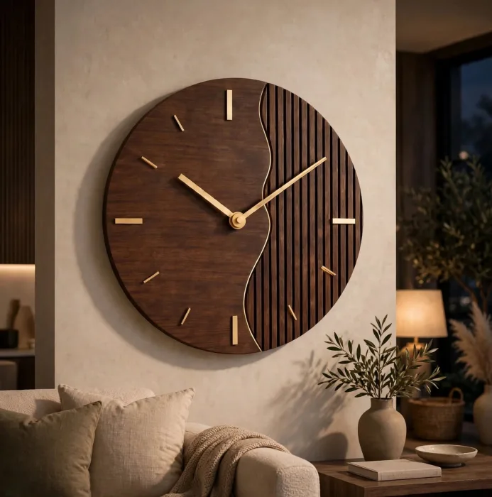 Large Modern Wall Clock with Backlight, Oversized Minimalist Wall Clock, Luxury Silent Wall Clock for Living Room, Decorative Round Wall Art Clock photo 4