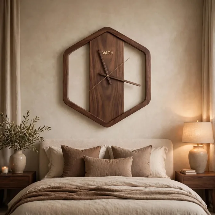 Large Hexagon Wall Clock, Modern Geometric Wall Clock, Minimalist Large Wall Clock, Decorative Statement Clock With Light photo 4