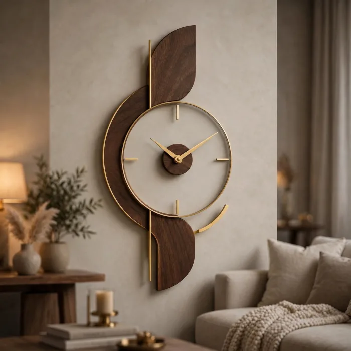 Large Modern Wall Clock With Light | Minimalist Decorative Wall Art Clock | Art Deco Living Room Statement Clock photo 4