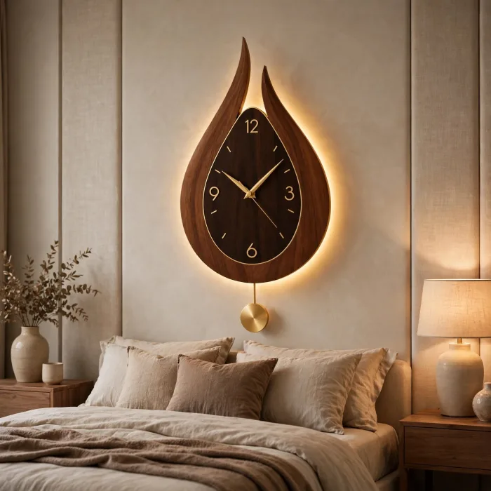Modern Teardrop Wall Clock With Light, Pendulum Wall Clock, Decorative Large Wall Clock, Minimalist Wall Clock, Living Room Wall Clock, Luxury Statement Clock photo 4