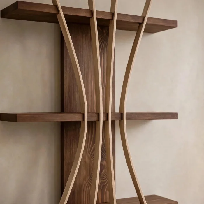 Sculptural Floating Wall Shelf | Japandi 3 Tier Wall Shelf | Modern Artistic Wall Shelf Decor | Wabi Sabi Display Shelf photo 4