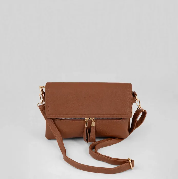 Trendy Mustard Yellow Foldover Crossbody Shoulder Bag For Women photo 7