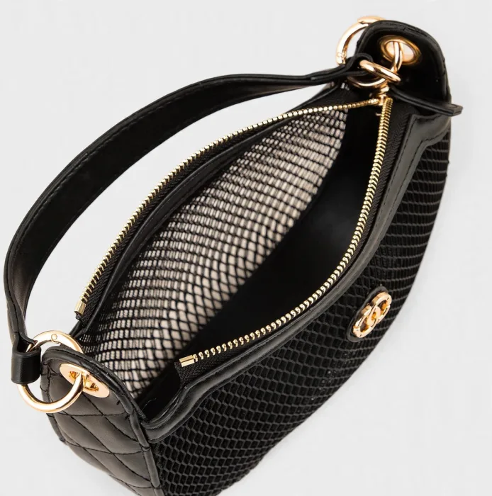 Black Mesh Hobo Shoulder Bag with Chain Strap photo 4