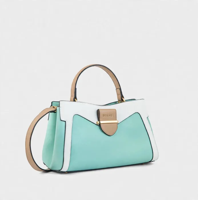 Mint White Color Block Top Handle Crossbody Bag photo 4