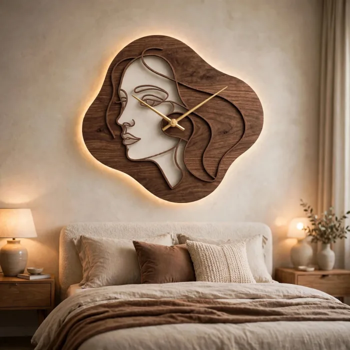 Abstract Face Wall Clock Modern Aesthetic Home Decor photo 2