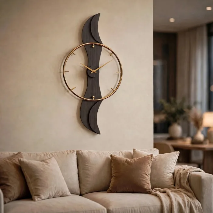 Large Modern Wavy Wall Clock Minimalist Living Room photo 4