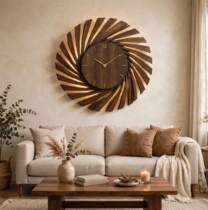 Large Modern Wall Clock With Light Decor photo 4