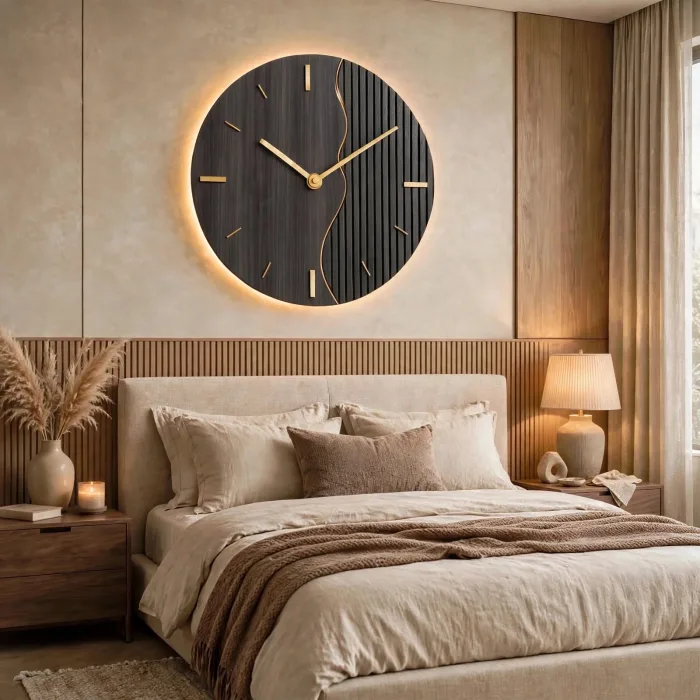 Large Minimalist Wall Clock With Warm Light photo 4