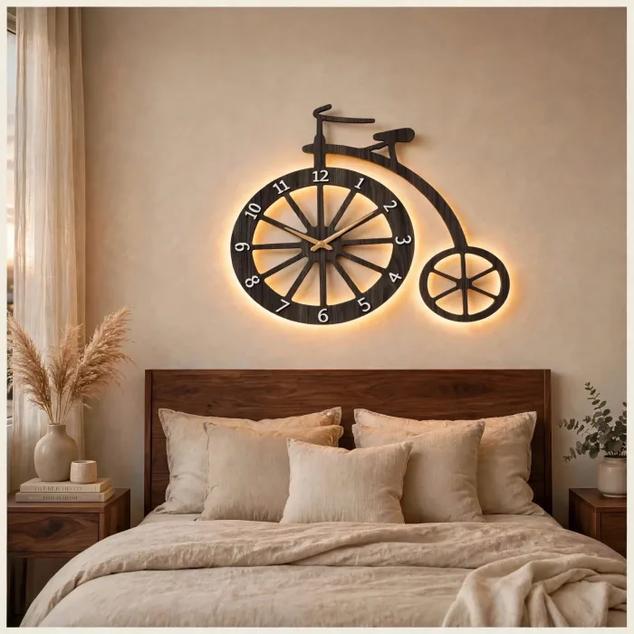 Unique Bicycle Wall Clock Large Modern Home Decor photo 4