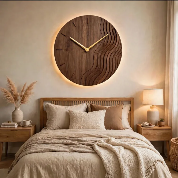 Large Modern Wall Clock With Ambient Light Decor photo 4