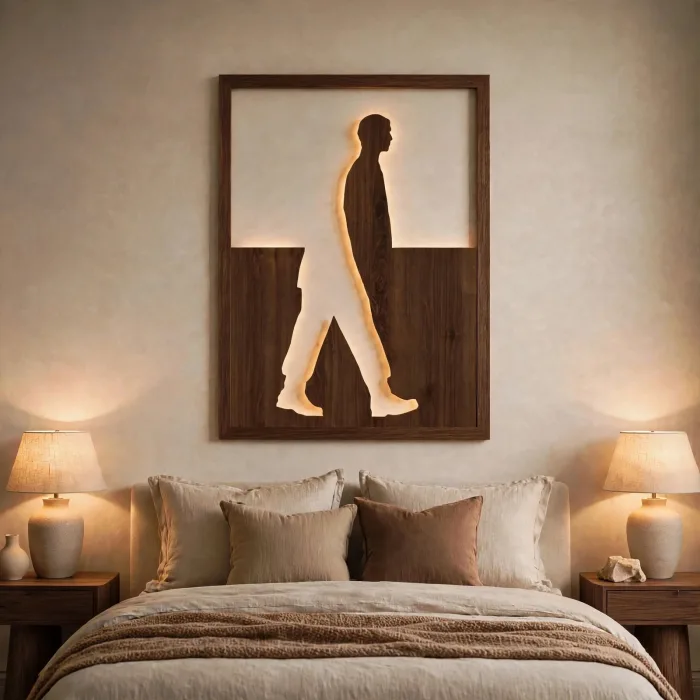 Minimalist Walking Man Illuminated Silhouette Wall Art Decor photo 4