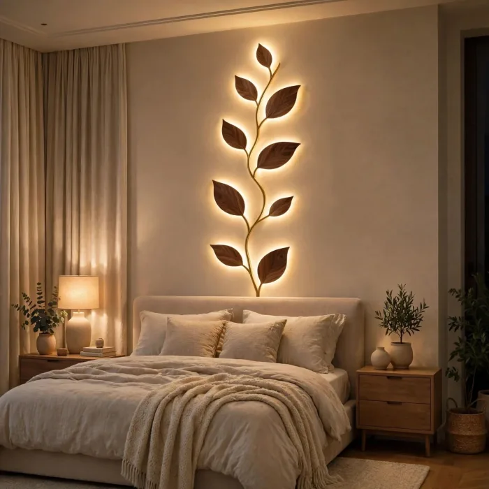 Leaf Wall Light Decor | Illuminated Branch Wall Art | Modern Botanical Wall Sconce | Nature Inspired Light Wall Sculpture photo 5