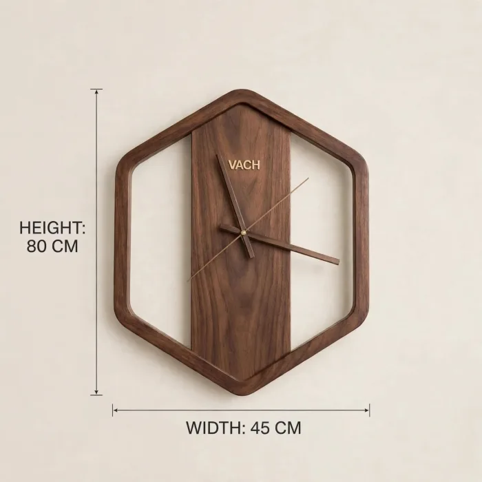 Large Hexagon Wall Clock, Modern Geometric Wall Clock, Minimalist Large Wall Clock, Decorative Statement Clock With Light photo 5