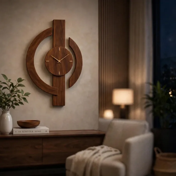 Large Modern Wall Clock with Backlight, Geometric Wall Clock, Lighted Wall Clock, Minimalist Wall Clock for Living Room Bedroom photo 5