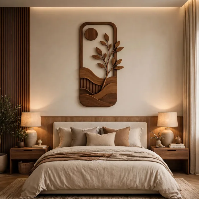 Boho Wall Art | Large Botanical Wall Hanging | Minimalist Sun and Branch Wall Decor photo 5
