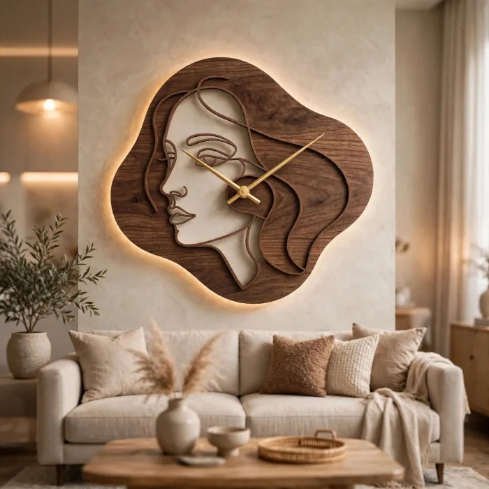 Abstract Face Wall Clock Modern Aesthetic Home Decor photo 4