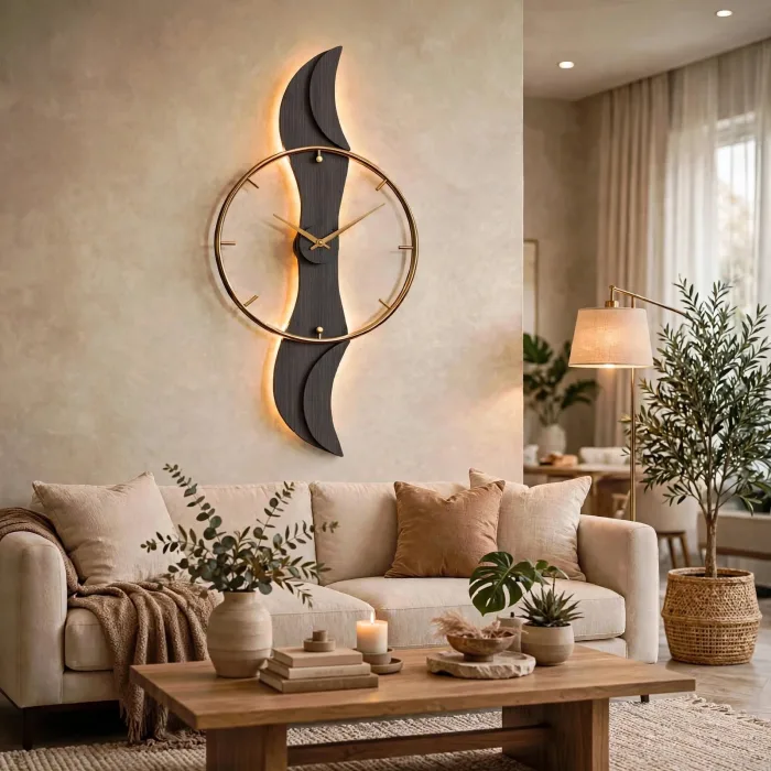 Large Modern Wavy Wall Clock Minimalist Living Room photo 5