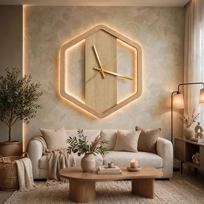 Modern Large Hexagon Wall Clock For Living Room photo 5