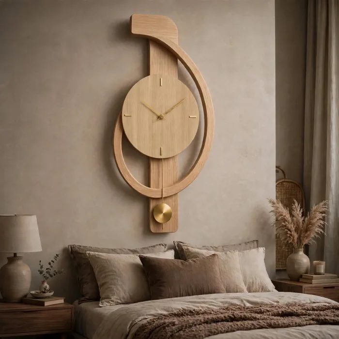 Minimalist Large Wall Clock with Light Pendulum photo 5