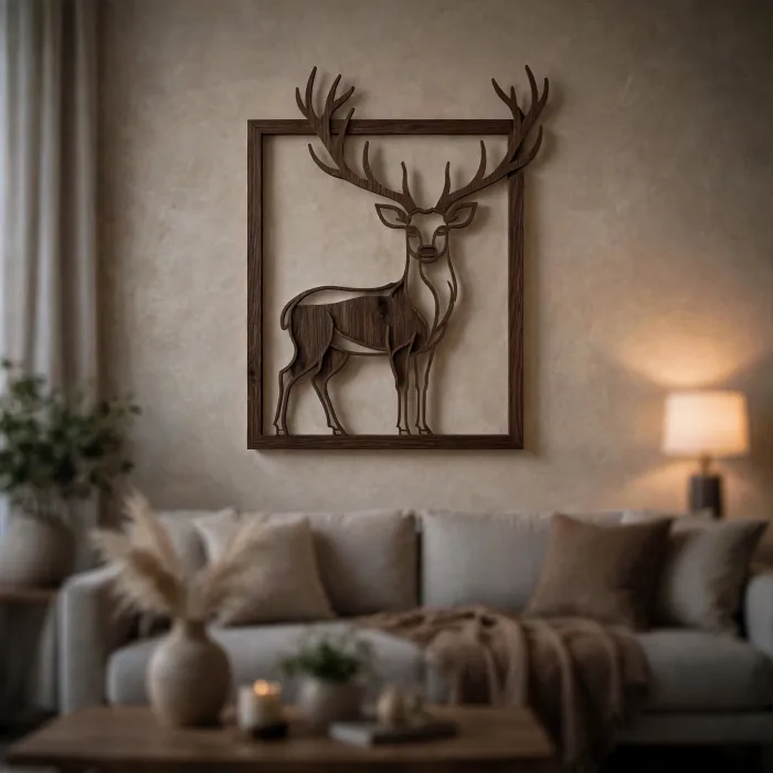 Modern Wooden Deer LED Wall Art Decoration Light photo 5
