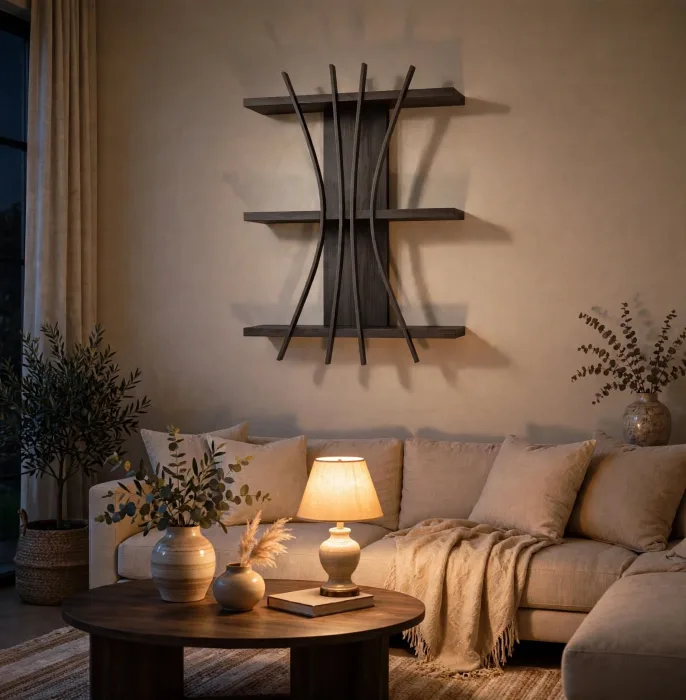 Minimalist Floating Wall Shelf Modern Decor Art photo 5