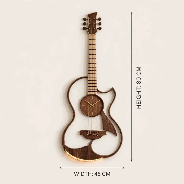 Guitar Wall Clock with Light | Large Music Wall Decor | Guitar Clock for Living Room Bedroom Studio | Gift for Music Lover photo 6