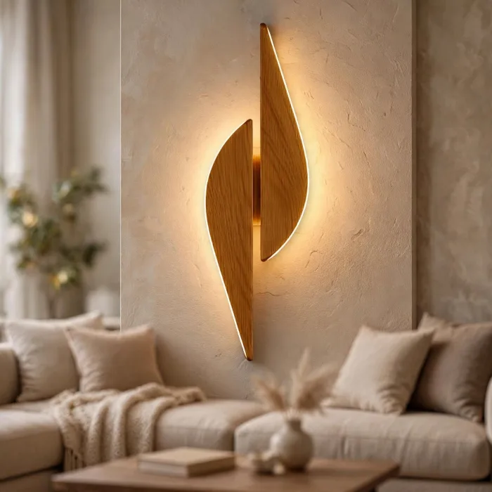 Modern Leaf Wall Sconce | Minimalist Sculptural Wall Light | Japandi Wall Decor Light | Decorative Wall Lamp for Living Room Bedroom photo 6
