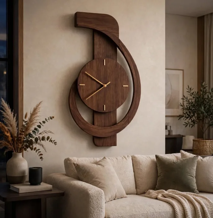 Large Modern Wall Clock with Light | Minimalist Decorative Wall Clock for Living Room | Aesthetic Oversized Wall Clock photo 6
