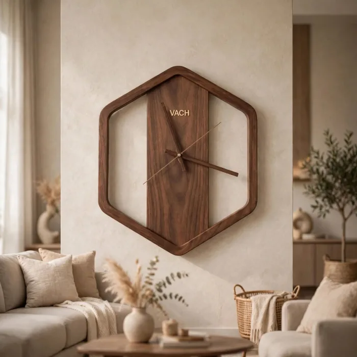Large Hexagon Wall Clock, Modern Geometric Wall Clock, Minimalist Large Wall Clock, Decorative Statement Clock With Light photo 6