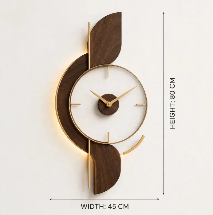 Large Modern Wall Clock With Light | Minimalist Decorative Wall Art Clock | Art Deco Living Room Statement Clock photo 6