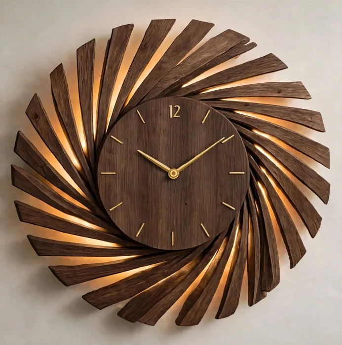 Large Modern Wall Clock With Light Decor photo 6
