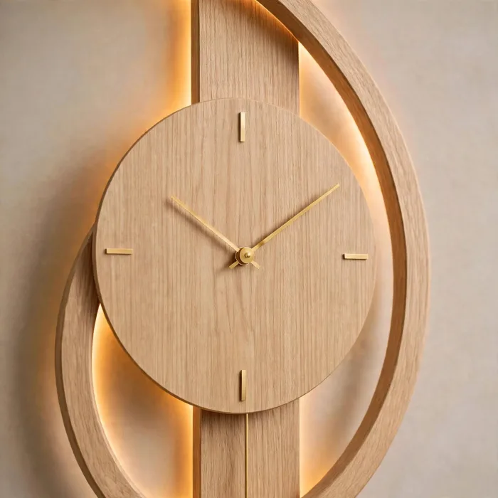 Minimalist Large Wall Clock with Light Pendulum photo 6
