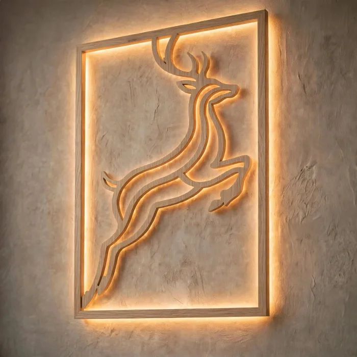 Illuminated Deer Wall Art Modern Living Room Decor photo 6