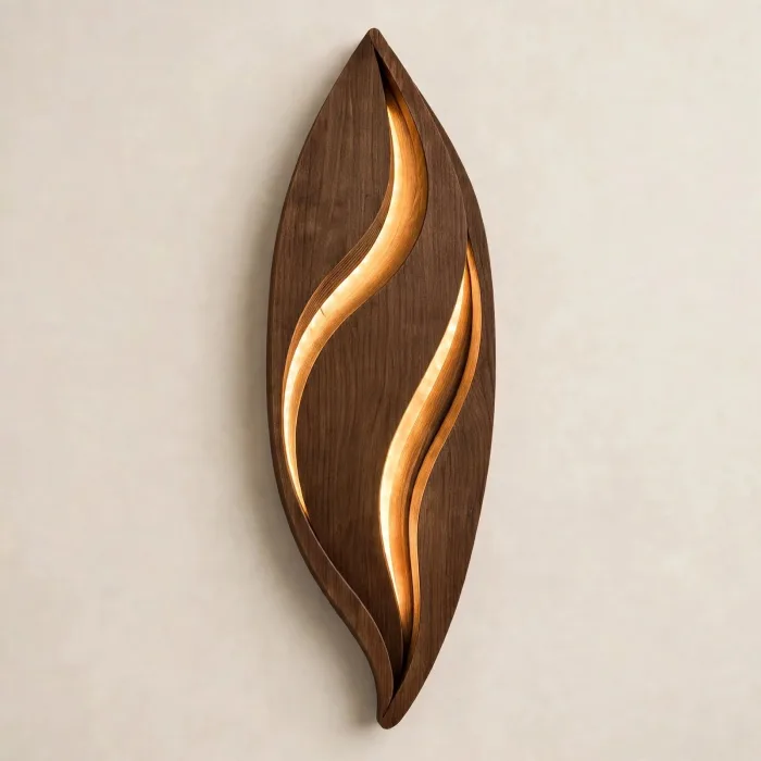Modern Leaf Wall Light Sculpture Ambient Home Decor photo 6