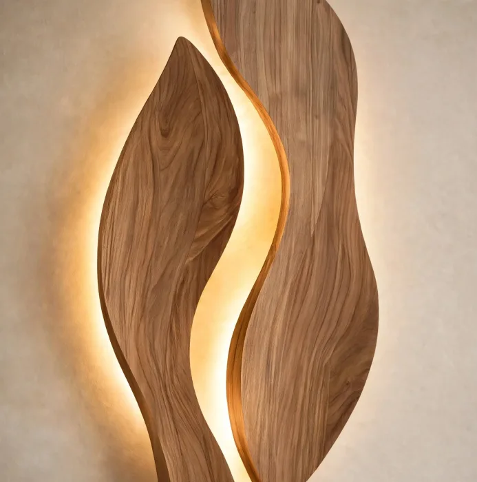 Modern Leaf Wall Sconce Sculptural Living Room Light photo 6
