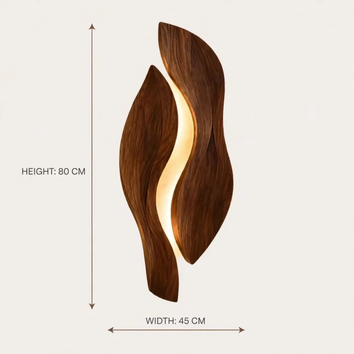Sculptural Wall Light Art | Modern Wooden Wall Decor | LED Wall Sculpture | Living Room Wall Art | Minimalist Japandi Wall Lighting photo 7