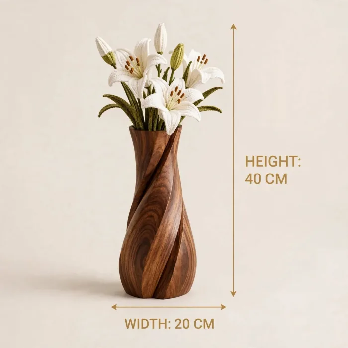 Handcrafted Tall Floor Vase with Light | Sculptural Standing Vase | Modern Decorative Flower Vase for Living Room Bedroom photo 7