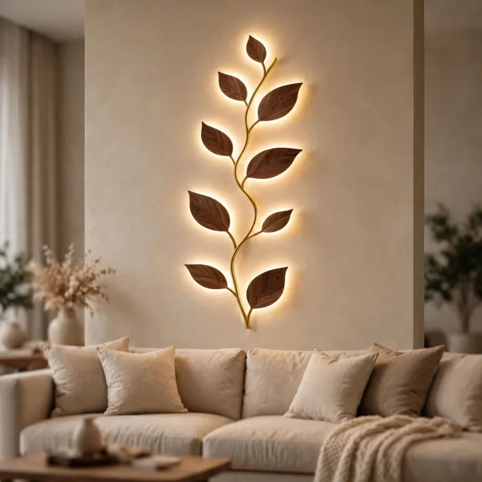 Leaf Wall Light Decor | Illuminated Branch Wall Art | Modern Botanical Wall Sconce | Nature Inspired Light Wall Sculpture photo 7