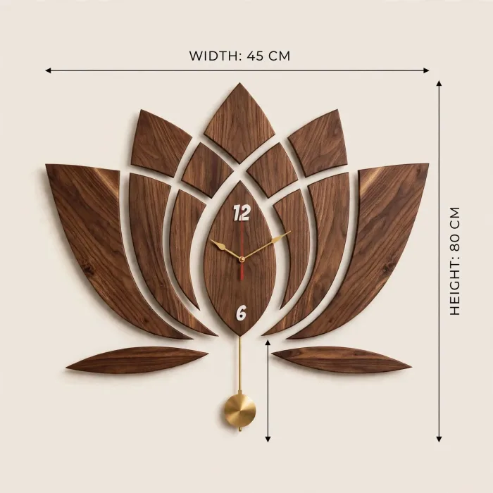 Large Lotus Flower Wall Clock | Illuminated Wall Clock | Lotus Pendulum Wall Clock | Zen Wall Decor | Modern Boho Wall Art | Large Statement Clock photo 7
